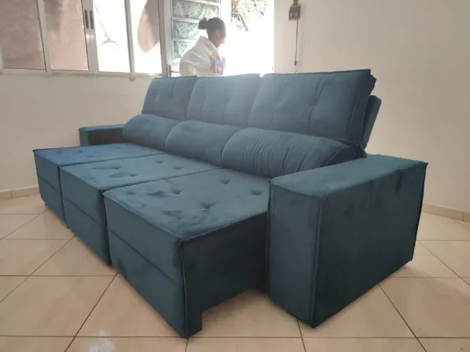 SOFA RETRATIL RECLINÁVEL 2.7 FRETE GRÁTIS NOVO DE FABRICA PAGA NA ENTEGA