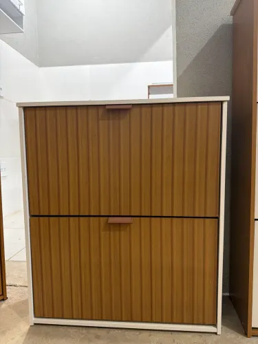 Sapateira 2 Portas Multiuso Compacta Na Cor Off White Ripado