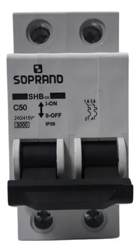 DISJUNTOR DIN BIPOLAR 50A SOPRANO
