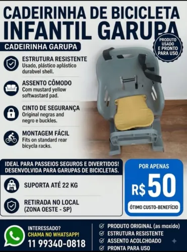 Cadeira de bike para criança