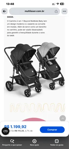 Carrinho 2 em 1 multikids baby