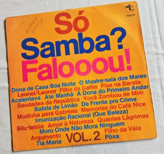 DISCO DE VINIL LP SÓ SAMBA? FALOOOU! VOL. 2 - 1975 - TAPECAR
