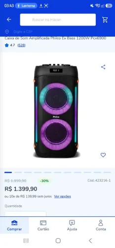 Caixa de som philco 
