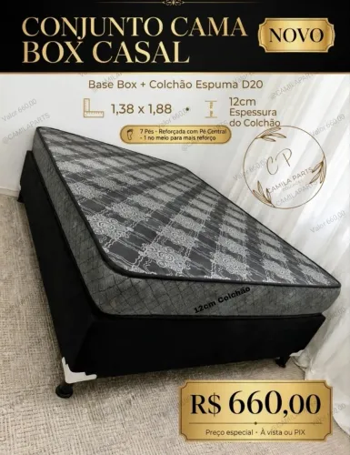 Cama Box Casal Com Colchão Espuma D20 NOVO ENTREGO