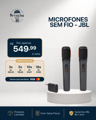 Microfones JBL Sem fio - Lacrados - Com Nota Fiscal