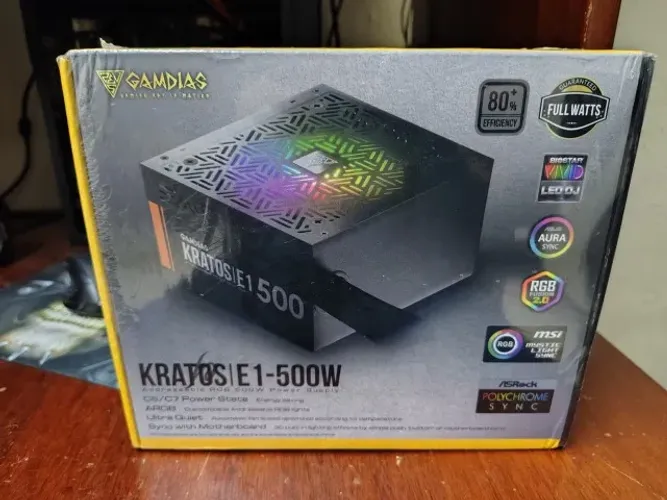 Fonte Gamer GAMDIAS Kratos E1, 500W, 110/220V Chaveada, LED RGB