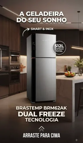 GELADEIRA BRASTEMP BRM62AK FROST FREE DUPLEX  512 LINOX