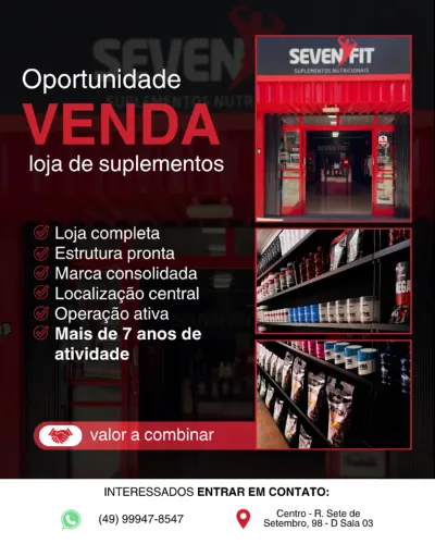 Loja de suplementos à venda