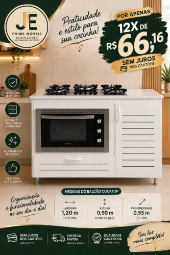 Balcão em mdf para Cooktop para 4 e 5 bocas