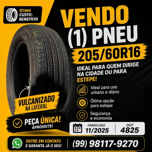 Pneu seminovo 205/60R16 seminovo e vulcanizado 