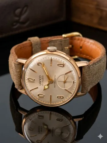 relógio feminino Lanco suíço original 17 rubis antimagnetic ouro plaquê 18k corda manual