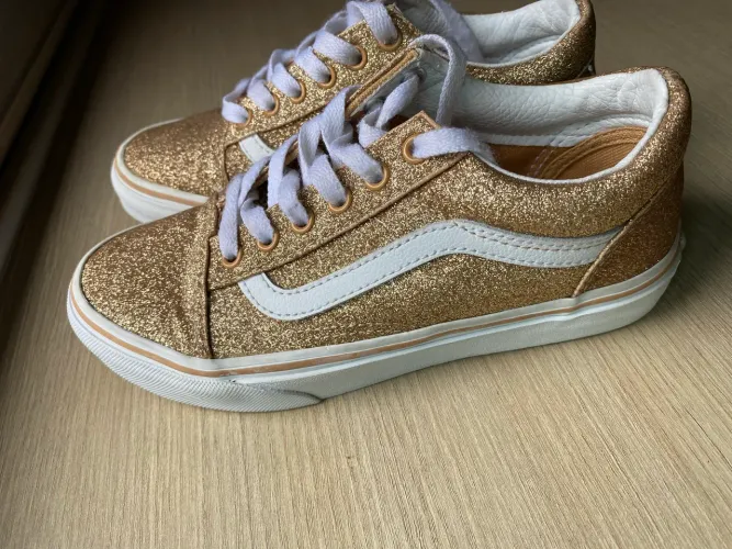 Tênis vans dourado glitter