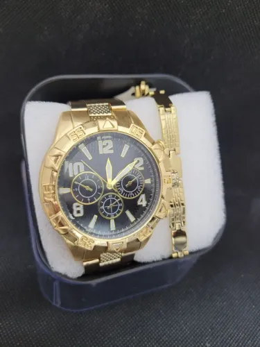 KIT MASCULINO RELÓGIO E PULSEIRA NA PROMOÇÃO 