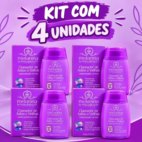 Kit com 4 Melanina Phallebeauty clareador de axila e virilha leve 4 pague 3