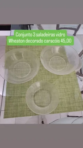 3 saladeiras de vidro caracóis