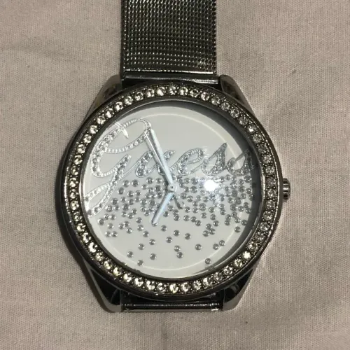relogio guess c/ pedras feminino pulseira de malha importado