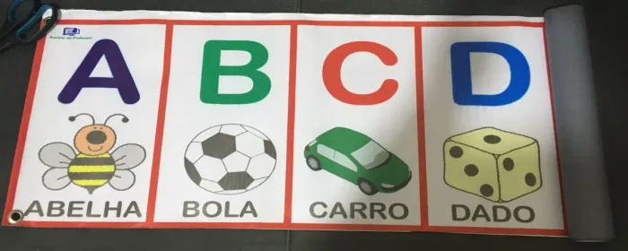 Alfabeto Ilustrado em Faixa de Lona de 0,30 x 5,00 M - Banner - NOVO
