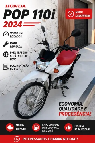 Honda Pop 110i 2024 | 12.000 KM | Revisada + Pneu Novo