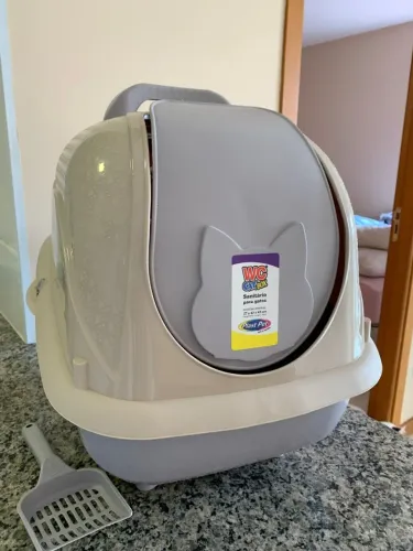 Caixa de Areia WC Cat Box Plast Pet - Com Porta e Alça