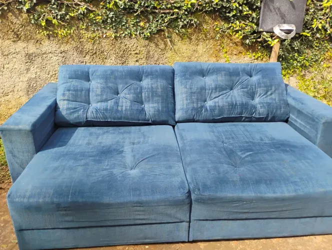 Vendo sofá retrátil azul