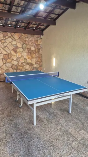 Mesa de Tênis de Mesa / Ping Pong Hobby 25mm + Rede Sanwei + Capa