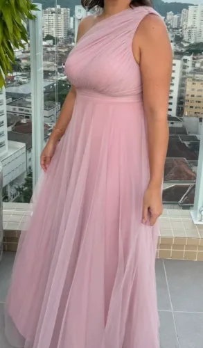 Vestido Rose Nude Rosa Madrinha Casamento 