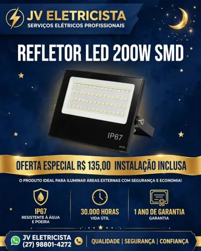 Refletor led 200w + instalação