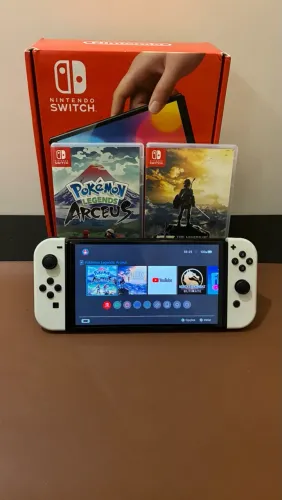 Nintendo Switch OLED Branco + 2 Jogos + Caixa Original