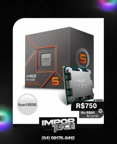 Processador Ryzen 5 8500g 5.0ghz Turbo 6-cores 12-thread AM5. @importech_084