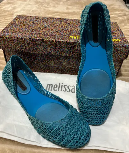 Sapatilha Melissa Campana Zig Zag Azul (completa)