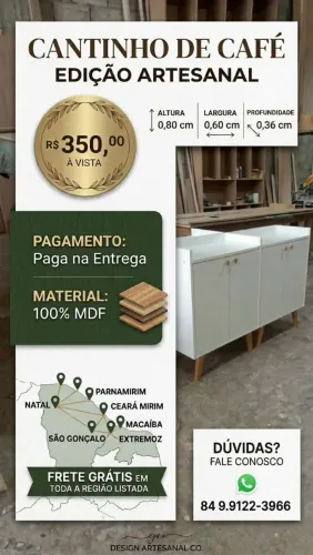 Cantinho de café novo, entrega gratuitamente em Natal e grande Natal.