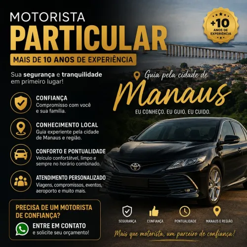 Motorista Particular Manaus e para Turistas com 4 pessoa