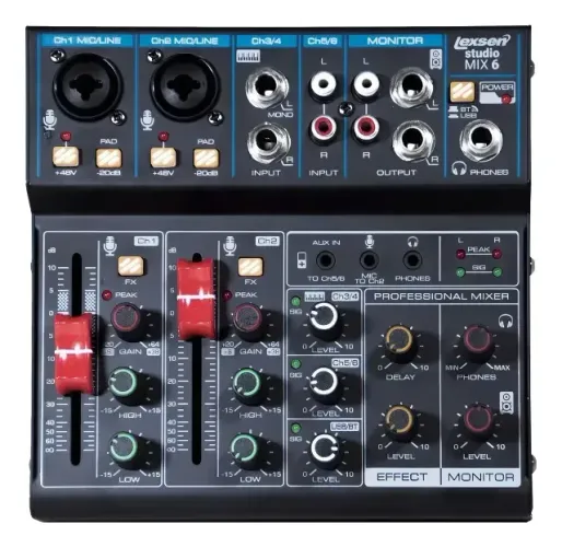 Mesa De Som 6 Canais Lexsen Studio Mix 6