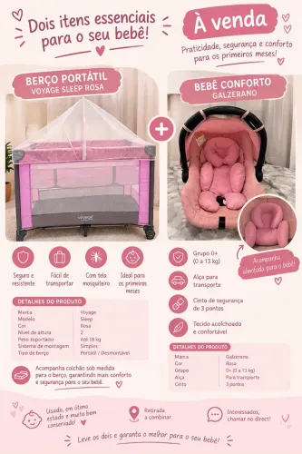 Berço portátil e bebê conforto
