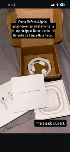 AirPods 4 Apple - P SAIR HOJE comprado ontem na loja oficial