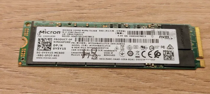 SSD NVME M2 512gb Micron 3000MB/s