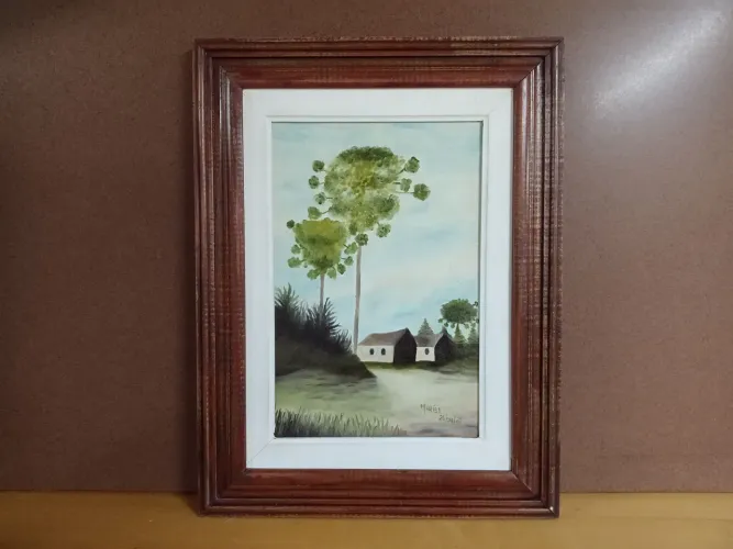 Quadro Pintura a Óleo com moldura de madeira 