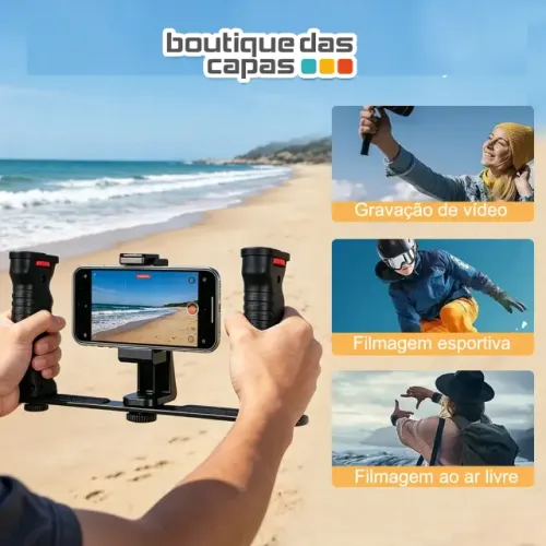 SUPORTE GIMBAL P GRAVAÇÃO DE VIDEO FILMAGEM CELLULAR IPHONE E CAMERA DE AÇÃO ESTABILIZADO