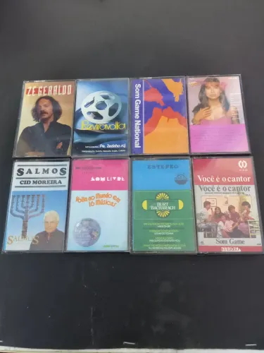 Lote 8 Fitas Cassete K7 Vintage - Zé Geraldo, Cid Moreira, Som Livre