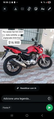 Vendo fan 160 2023 toda certinha $17.000 tem convesa