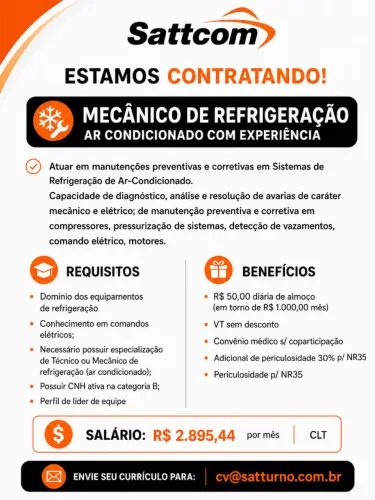 Mecânico de Refrigeração - Ar condicionado c/ Experiência