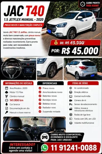 JAC T40 1.5 Jet Flex 16V 5P Mec. 2020