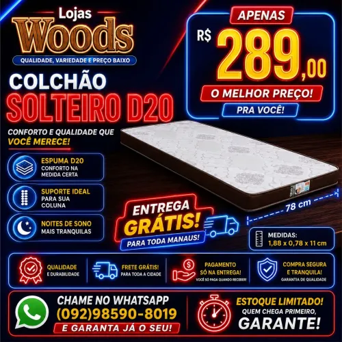 Colchão Solteiro D20 Incluso Entrega grátis para Manaus 