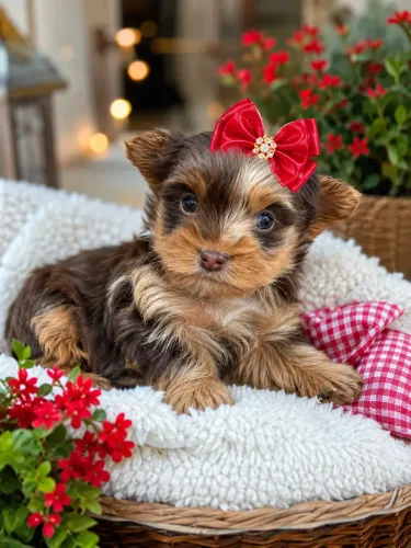 Filhote de Yorkshire chocomerle fêmea para alegrar seus dias! 