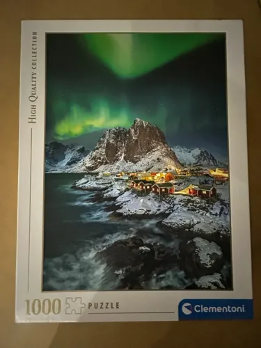 Quebra cabeça Aurora Boreal - Lofoten Islands, 1000 peças, importado, marca Clementoni