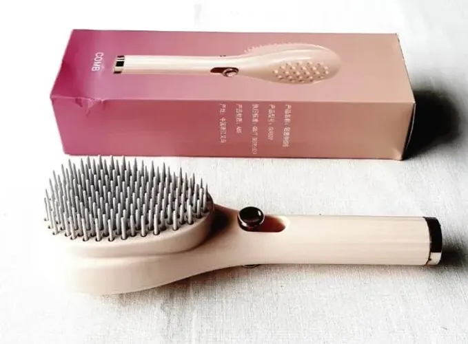 Escova de Cabelo Retrátil (Autolimpante) - Cerdas de Plástico - Sem Uso (Na Caixa) 