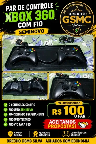 Dos controles com fio para xbox360