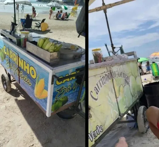 Carrinho de coco e milho