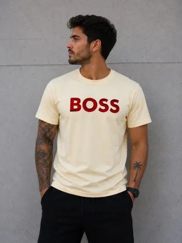 Camiseta Hugo Boss Bege - Malha Peruana Casual Premium 30:1