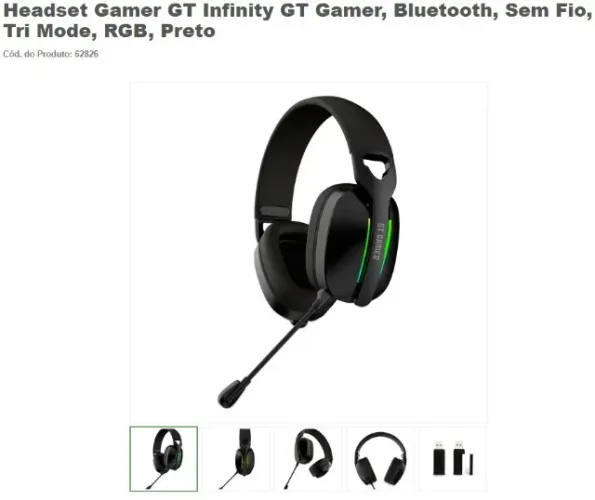 Fone headset gamer sem fio